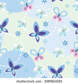 Seamless pattern with butterfly illustration. Design for print screen backdrop, Fabric, and tile wallpaper.