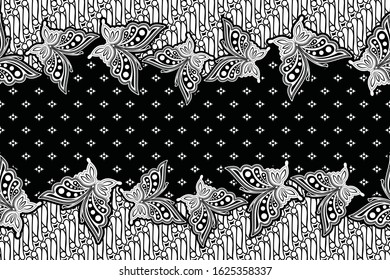 Seamless pattern with butterfly Illustration, Indonesian batik motif vector.