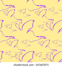 seamless pattern Butterfly logo a brand name icon on yellow.  vector illustration
