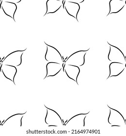 Patrón sin inconvenientes con mariposa en un estilo de una línea abstracta y moderno. Ilustración de la moda del vector