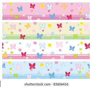 seamless pattern as butterfly on landscape strips