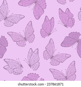 Seamless pattern with butterfly. Retro colors seamless.