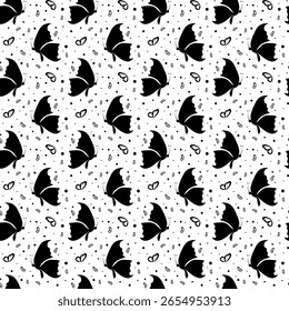 Seamless pattern with butterfly silhouette. Repeating background of black butterfly