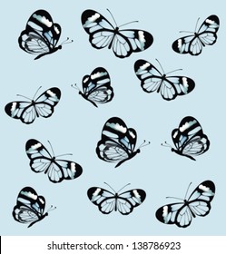 Seamless pattern with butterfly with transparent wings. Vector illustration