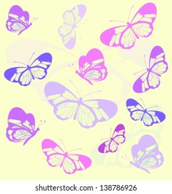 Seamless pattern with butterfly with transparent wings. Vector illustration