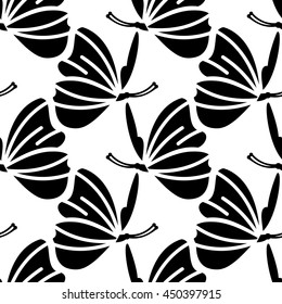 Seamless pattern with butterfly. Vector clip art.