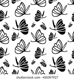 Seamless pattern with butterfly. Vector clip art.