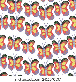 seamless pattern with butterfly in vector. butterfly for prints and design. animals for kids in flat style. Template for design, print, background, packaging, book, wrapping paper, fabric.