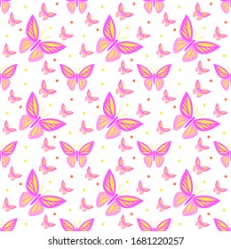 Seamless pattern with butterfly. Vector texture illustration.