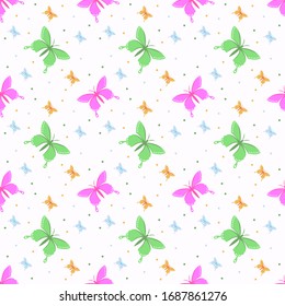 Seamless pattern with butterfly. Vector texture illustration.