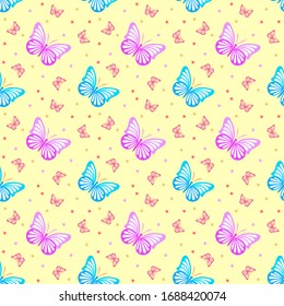 Seamless pattern with butterfly. Vector texture illustration.