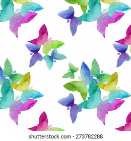 seamless pattern with butterfly in watercolor style