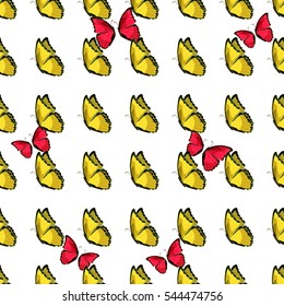 seamless pattern the butterfly yellow morpho monarch vector illustration