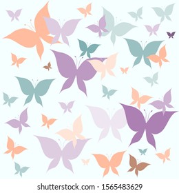 Seamless pattern with butterflys on a pink background. Cartoon style.