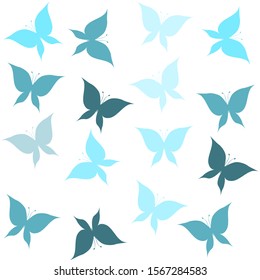 Seamless pattern with butterflys on a pink background. Cartoon style.