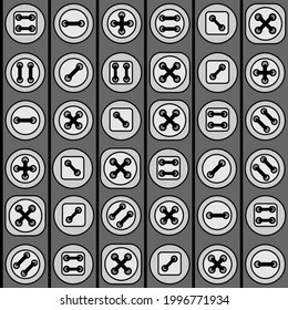 seamless pattern of buttons in gray shades for prints on fabrics, clothes, packaging, as well as for interior decoration of sewing workshops and stores
