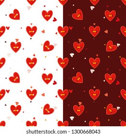 Seamless pattern with buttons and hearts