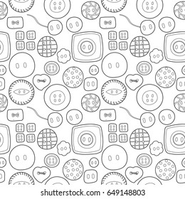 Seamless pattern with buttons. Line art.