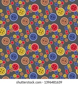 Seamless pattern  with buttons. Sewing accessories