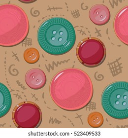 Seamless pattern with buttons. Vector illustration