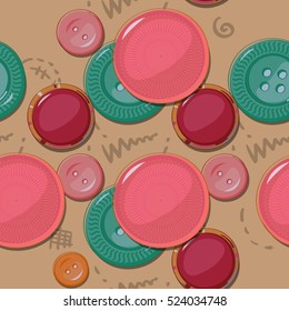 Seamless pattern with buttons. Vector illustration