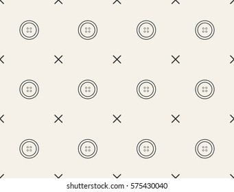Seamless Pattern With Buttons, Vector, Tailoring