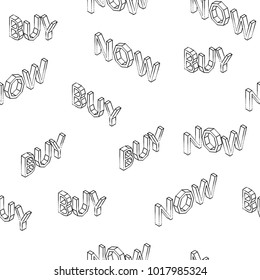 seamless pattern buy now. letters isometric 3d