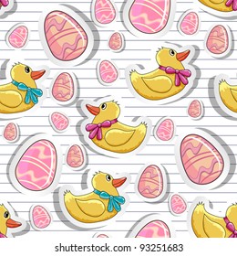 Seamless pattern with by ducks and eggs