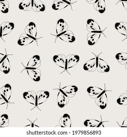 seamless pattern with cabbage butterfly, vector design for paper, fabric and other surface