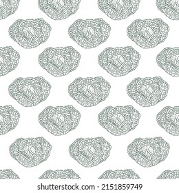 Seamless pattern cabbage head black outline. Healthy vegetable design for decoration, wallpaper, background, backdrop, wrapper.