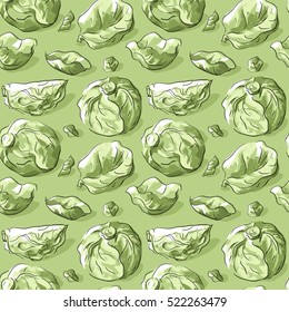 Seamless pattern with cabbages
