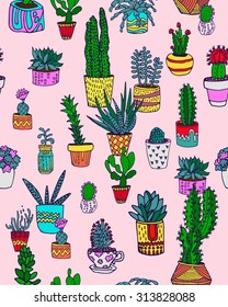 Seamless pattern with cacti