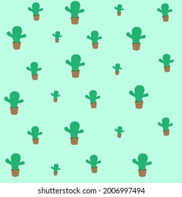 Seamless pattern of cacti different sizes. Vector illustration