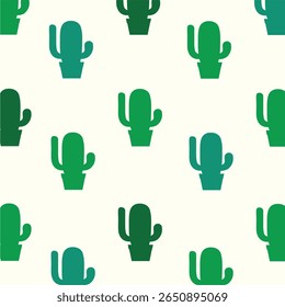 Motif harmonieux de cactus sur fond beige. Illustration vectorielle de divers cactus.