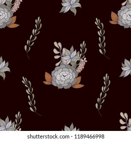 Seamless pattern with cacti on a black background