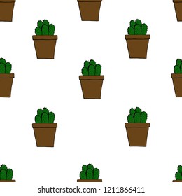 seamless pattern with cacti on a white background