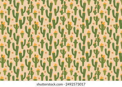 Seamless pattern with cacti plant