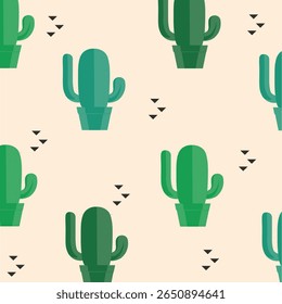 Motif harmonieux de cactus de style scandinave sur fond beige. Illustration vectorielle de divers cactus.