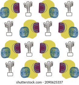 Seamless pattern with cacti for textiles and wallpaper