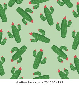 Padrão contínuo com cactos. Gráficos vetoriais