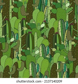 Seamless pattern from cacti. Vector stock illustration eps10. 