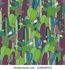 Seamless pattern from cacti. Vector stock illustration eps10. 