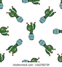 Seamless pattern with cactus 