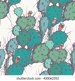 Seamless pattern with cactus. 