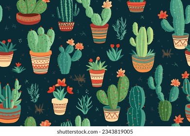 seamless pattern of cactus background