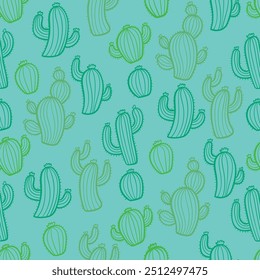 seamless pattern with cactus, botanical, cowboy, succulent, flora, vector art illustration design