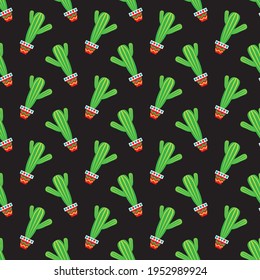 Seamless pattern with  cactus. Cinco De Mayo symbols. Vector illustration. Design elements for fabric, banner, wallpaper, wrapping paper.