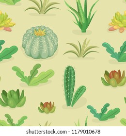 seamless pattern with cactus in the desert