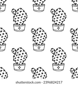 Seamless pattern with cactus doodle for decorative print, wrapping paper, greeting cards and fabric 