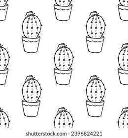 Seamless pattern with cactus doodle for decorative print, wrapping paper, greeting cards and fabric 